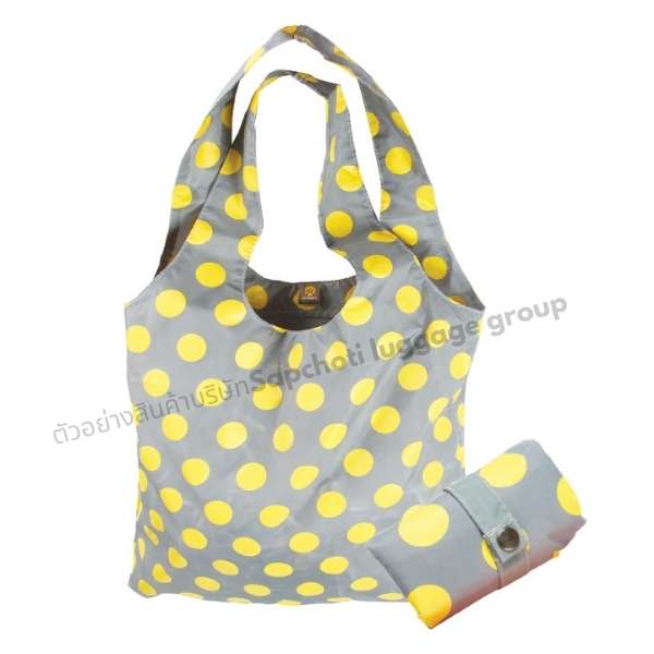 รับผลิตกระเป๋าพับเก็บได้ กระเป๋าถือ ถุงผ้าช้อปปิ้ง สกรีนโลโก้ พิมพ์ลาย( เเบบที่ 3 )